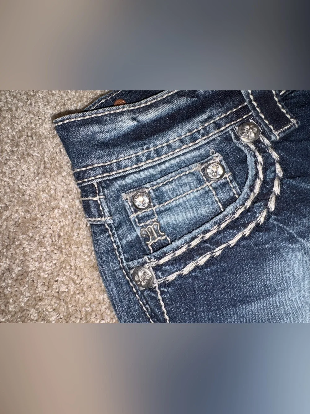 MissMe Dark Blue Faded Women’s Denim Shorts